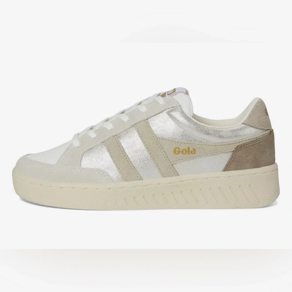 NEW Gola Superslam Blaze Silver/Wheat/Feather Gray Cream Sneakers - Picture 4 of 6